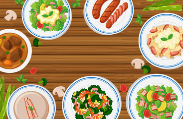 Wall Mural - Different types of food on wooden board