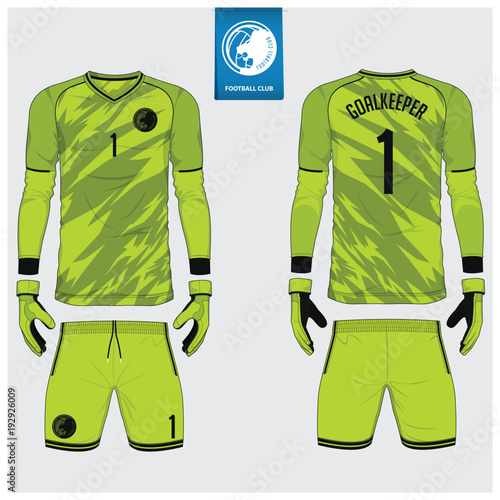 Download Goalkeeper jersey or soccer kit, goalkeeper glove template design. Long sleeve sport t-shirt ...