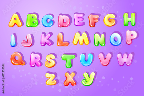 Vector Colorful Kids English Alphabet Children Font Template