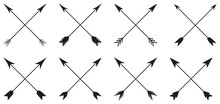 Arrows Collection In Cross Style On White Background