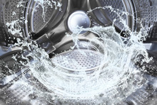Water Splash Of The Washing Machine Drum.