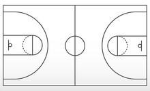 Basketball Court Markup. Outline Of Lines On Basketball Court.