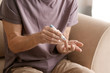 © Africa Studio - Elderly man with diabetes measuring level of blood sugar at home, closeup