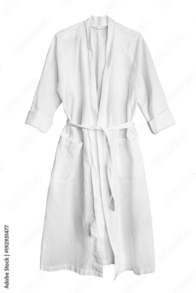 White bathrobe isolated - obrazy, fototapety, plakaty 
