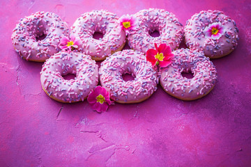 Sticker - delicious pink donuts