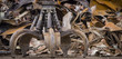 Scrap recycling plant, Crane grabber, pile metal to recycle