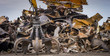 Scrap recycling plant, Crane grabber, pile metal to recycle