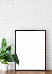 Wall Mural - canvas frame white background flower table