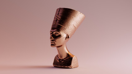 Wall Mural - Polished Egyptian Brass Bust of Nefertiti 3d illustration