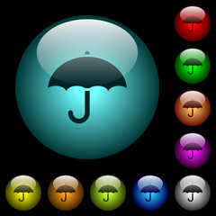 Poster - Umbrella icons in color illuminated glass buttons