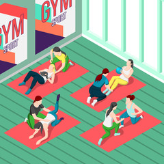 Poster - Fitness Trainers Isometric Background