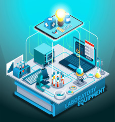 Canvas Print - Laboratory Equipment Isometric Composition