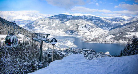 Sticker - Winter landscape of Zell am See in Austria. 