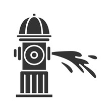 Fire Hydrant Gushing Water Glyph Icon