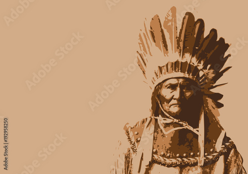 Fotomural Geronimo - chef indien - portrait - personnage célèbre - Amérique - guerrier - A