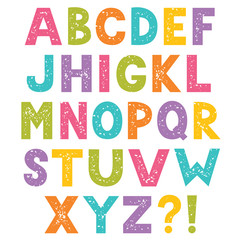 Wall Mural - Cartoon alphabet, letters with stamped texture