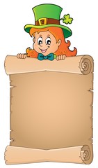 Wall Mural - Leprechaun girl holding parchment 2