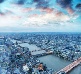 Wall Mural - Aerial view of London skyline at night, London