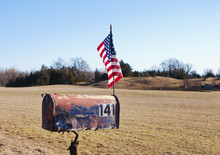 Rural Mailbox With American Flag