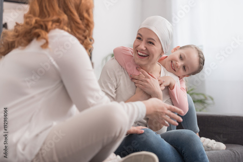 Cuadros en Lienzo happy family spending time together, cancer concept