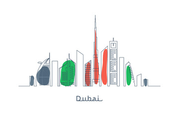 Wall Mural - Dubai city in uae flag colors