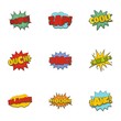 © anatolir - Sticker icons set. Cartoon set of 9 sticker vector icons for web isolated on white background