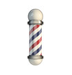 Classic Barber Pole isolated on white Background. 3d rendering Illustration.