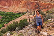 Hiker on Cohab Canyon Trail in Capitol Reef NP in Utah in the USA

