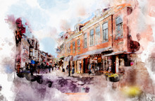 City Life In Watercolor Style, Netherlands
