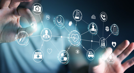 Leinwandbilder - Businessman using digital medical interface 3D rendering
