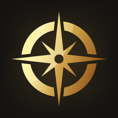 Wall Mural - gold compass icon. vector illustration.