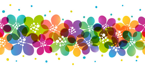 Wall Mural - Seamless border with color flowers