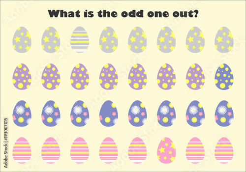 What Is The Odd One Out For Children Easter Eggs In Cartoon Style