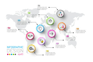 Wall Mural - Business infographic with 8 steps.