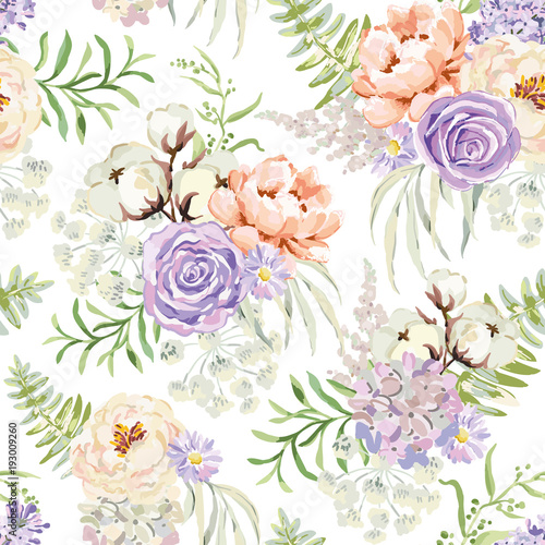 Dekoracja na wymiar  fioletowe-bukiety-wiosna-na-bialym-tle-wektor-wzor-z-delikatnymi-kwiatami