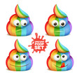 Unicorn poop emoji cartoon character stickers.