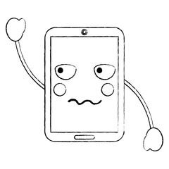 Wall Mural - smartphone kawaii phone character cartoon vector illustration sketch image