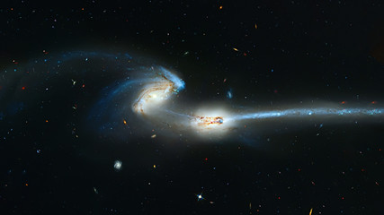 Wall Mural - colliding galaxies, mice galaxies, spiral galaxies in constellation coma berenices. elements of this