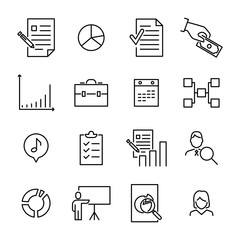 Modern outline style management icons collection