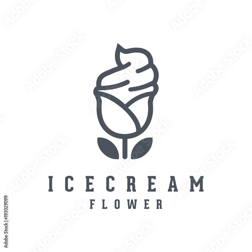 Outline Ice Cream Logo Line Flower Logo Outline Flower Ice Cream Creative Design Logo Vector Illustration Buy This Stock Vector And Explore Similar Vectors At Adobe Stock Adobe Stock