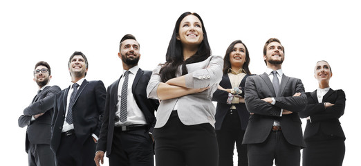 Wall Mural - happy successful business team isolated on white background