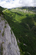 Green and rocky landscape from Mirador de Gresolet. Pyrenees, Catalonia, Spain