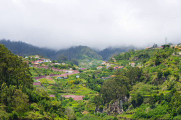 Poster - Hills covered by clouds, Madeira island - Portugal