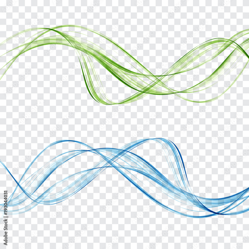 Abstract blue and green waves set on a transparent background Stock ...