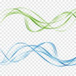 Abstract blue and green waves set on a transparent background
