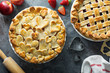 Apple pie with hearts shaped crust