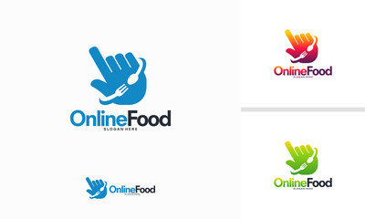 Online Food logo designs concept, Food Cursor logo template vector