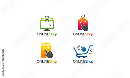 Download Free Set Of Online Shop Logo Designs Concept Vector Sales Retail Logo PSD Mockup Template
