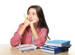 © Africa Studio - Teenager girl unwilling to do homework against white background