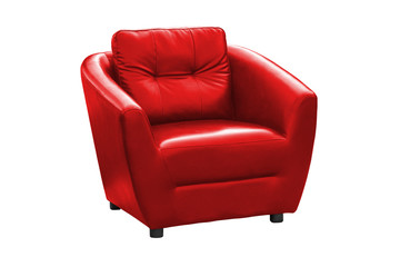 Poster - Red leather armchair isolated.